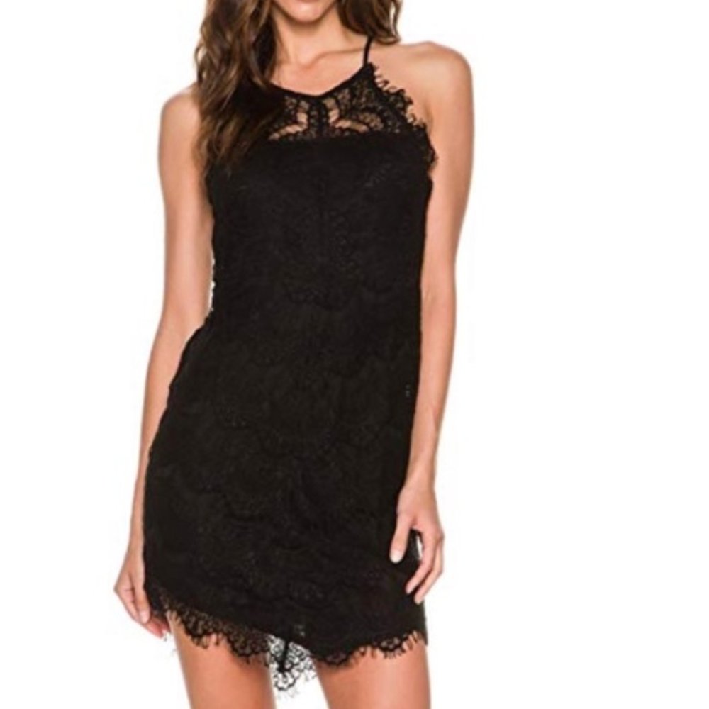 Free People She's Got It Black Lace Slip Dress